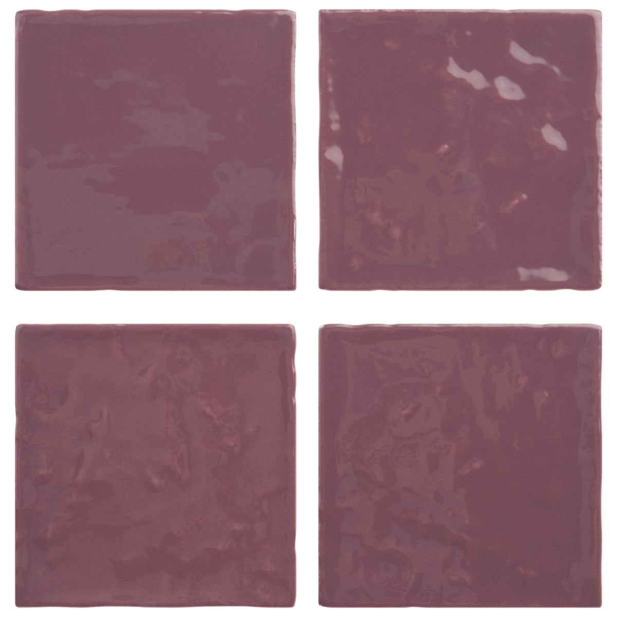 Mulberry Purple 4x4 Zellige Glossy Ceramic Tile by Lux Tile