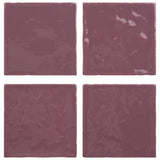 Mulberry Purple 4x4 Zellige Glossy Ceramic Tile by Lux Tile