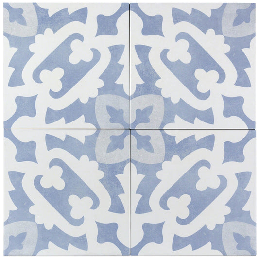 Bond Tile Moma Light Blue Encaustic 9x9 Glazed Porcelain Tile