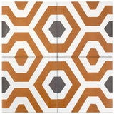 Bond Tile Soumaya Orange Encaustic 9x9 Glazed Porcelain Tile