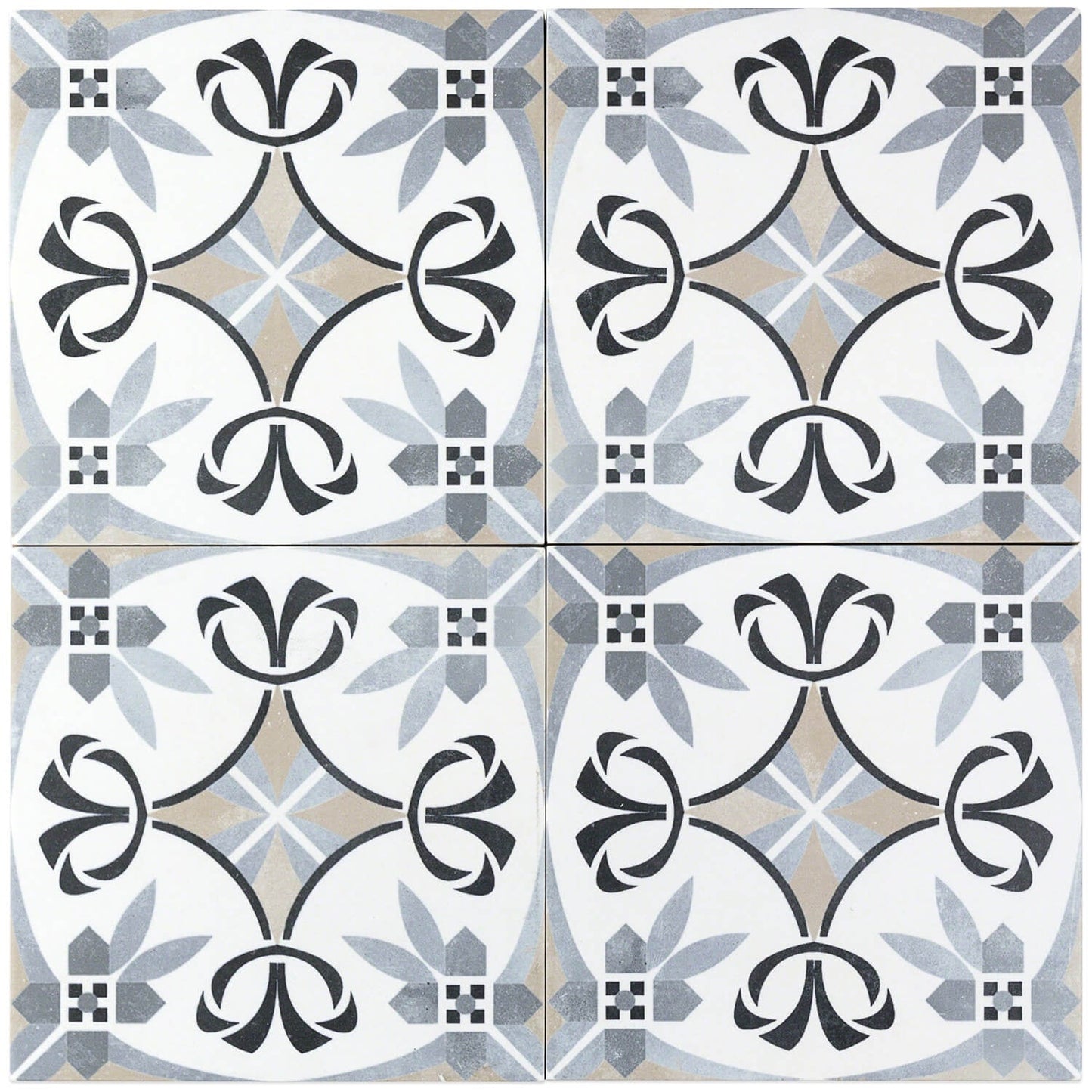Bella Royale Gray 9x9 Matte Porcelain Tile - Encaustic Look