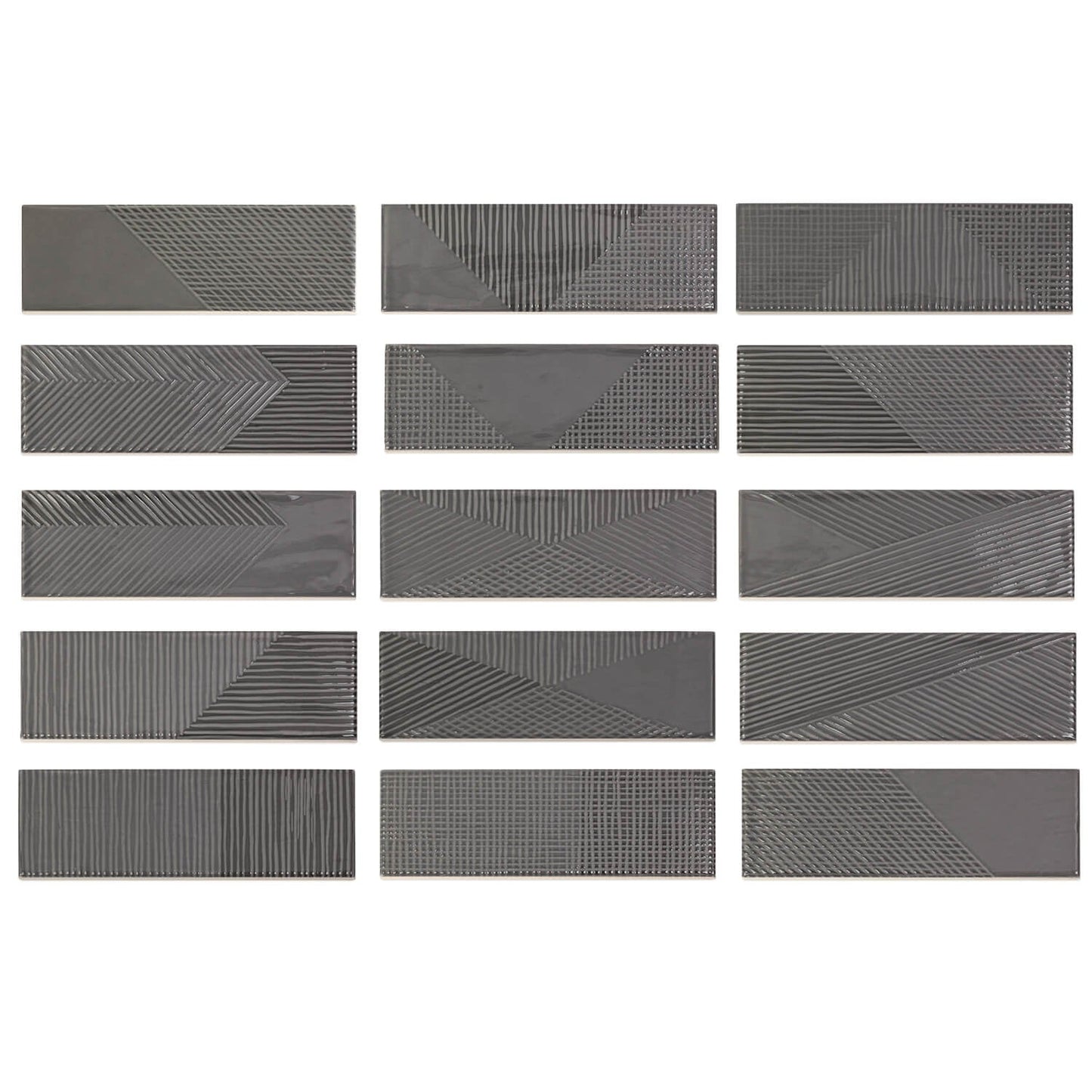 Tilebar Enigma Graphite Gray 2x8 Polished Textured Ceramic Wall Tile