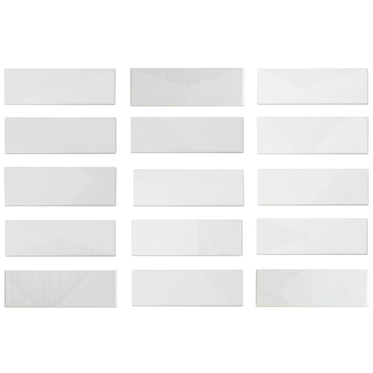 Enigma White 2x8 Textured Polished Ceramic Subway Tile - Lux Tile