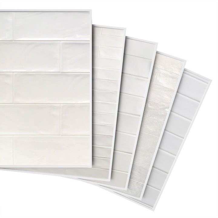 White Ceramic Subway Tile Sample Bundle - 5 Best Sellers