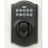 Schlage Camelot Keypad Electronic Door Lock Deadbolt with Georgian Knob, Aged Bronze