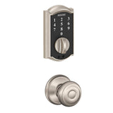 Schlage Camelot Satin Nickel Touch Electronic Door Lock Deadbolt with Georgian Knob