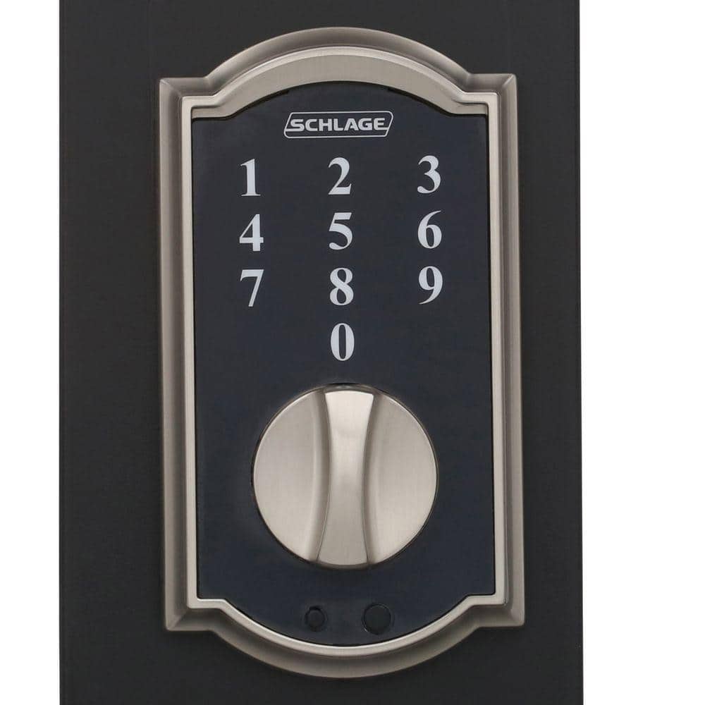 Schlage Camelot Satin Nickel Touch Electronic Door Lock Deadbolt with Georgian Knob
