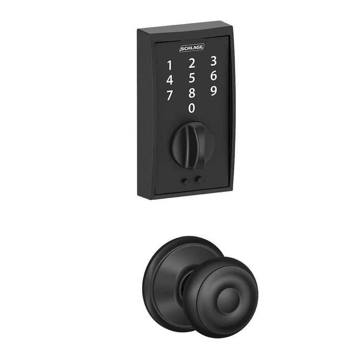 Schlage Century Touch Electronic Door Lock Deadbolt with Georgian Knob – Matte Black