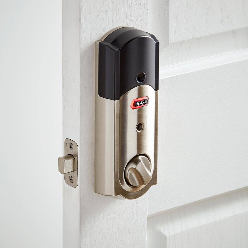 Schlage Camelot Satin Nickel Connect Wink Smart Deadbolt with Georgian Hall/Closet Knob, Z-Wave
