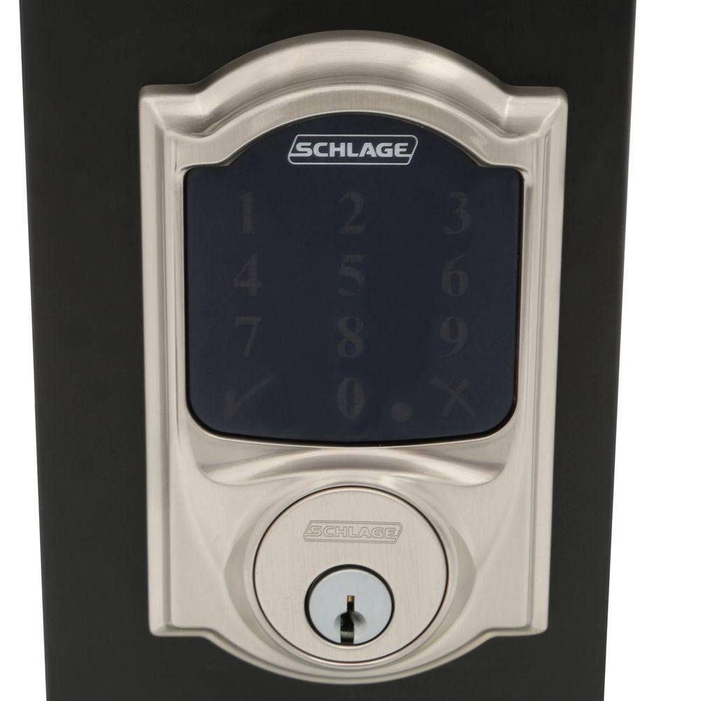 Schlage Camelot Satin Nickel Connect Wink Smart Deadbolt with Georgian Hall/Closet Knob, Z-Wave