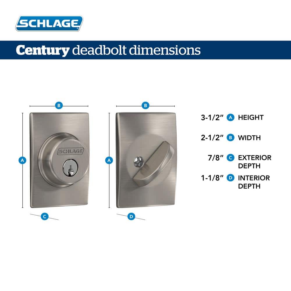Schlage Century Matte Black Single Cylinder Deadbolt, B60 Series