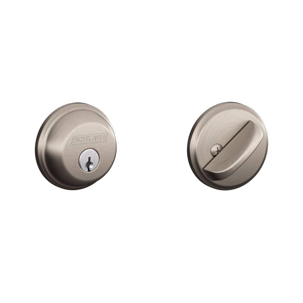 Schlage B60 Series Satin Nickel Single Cylinder Deadbolt (2-Pack)