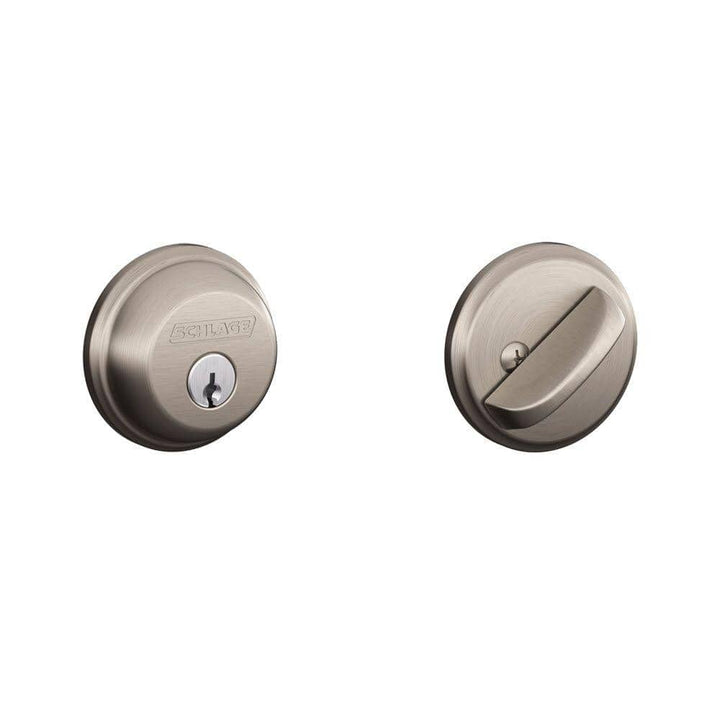 Schlage B60 Series Satin Nickel Single Cylinder Deadbolt (2-Pack)
