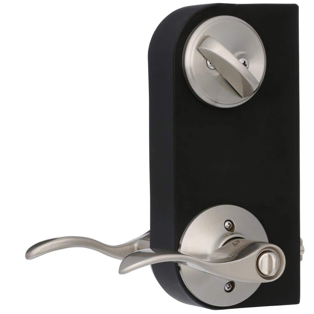 Schlage FB50N V ACC 619 Accent Satin Nickel Single-Cylinder Deadbolt & Keyed Entry Lever Combo Pack
