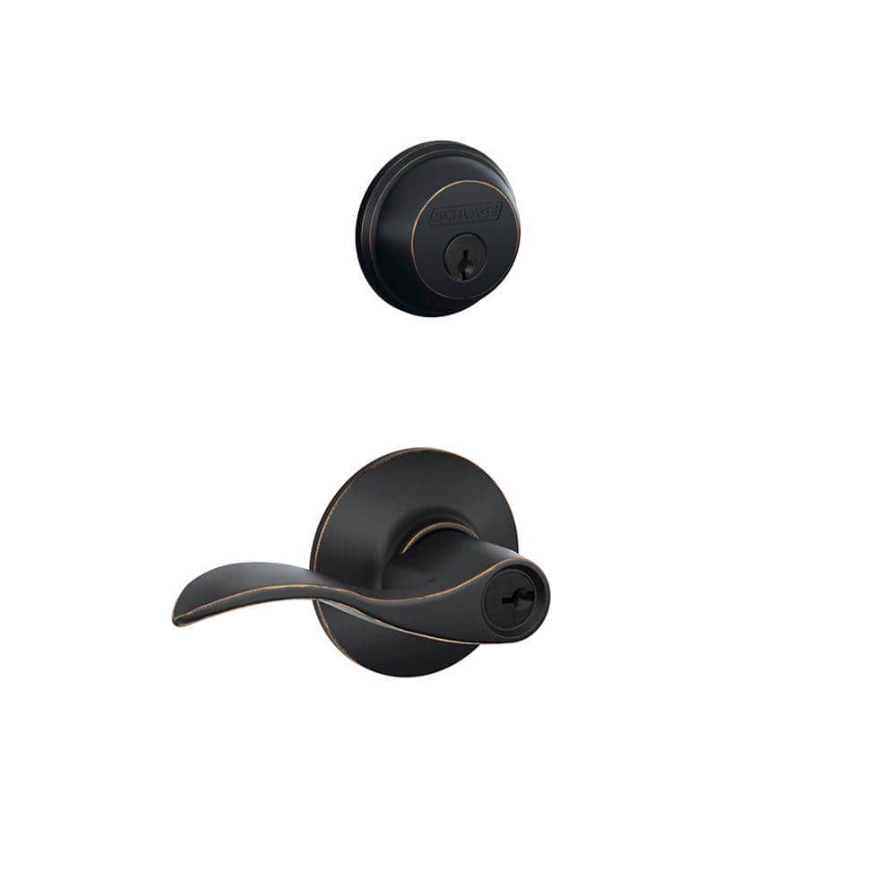 Schlage Accent Aged Bronze Single-Cylinder Deadbolt & Keyed Entry Lever Combo Pack, FB50N V ACC 716