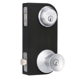 Schlage Satin Chrome Single Cylinder Deadbolt with Bell Entry Door Knob Combo Pack