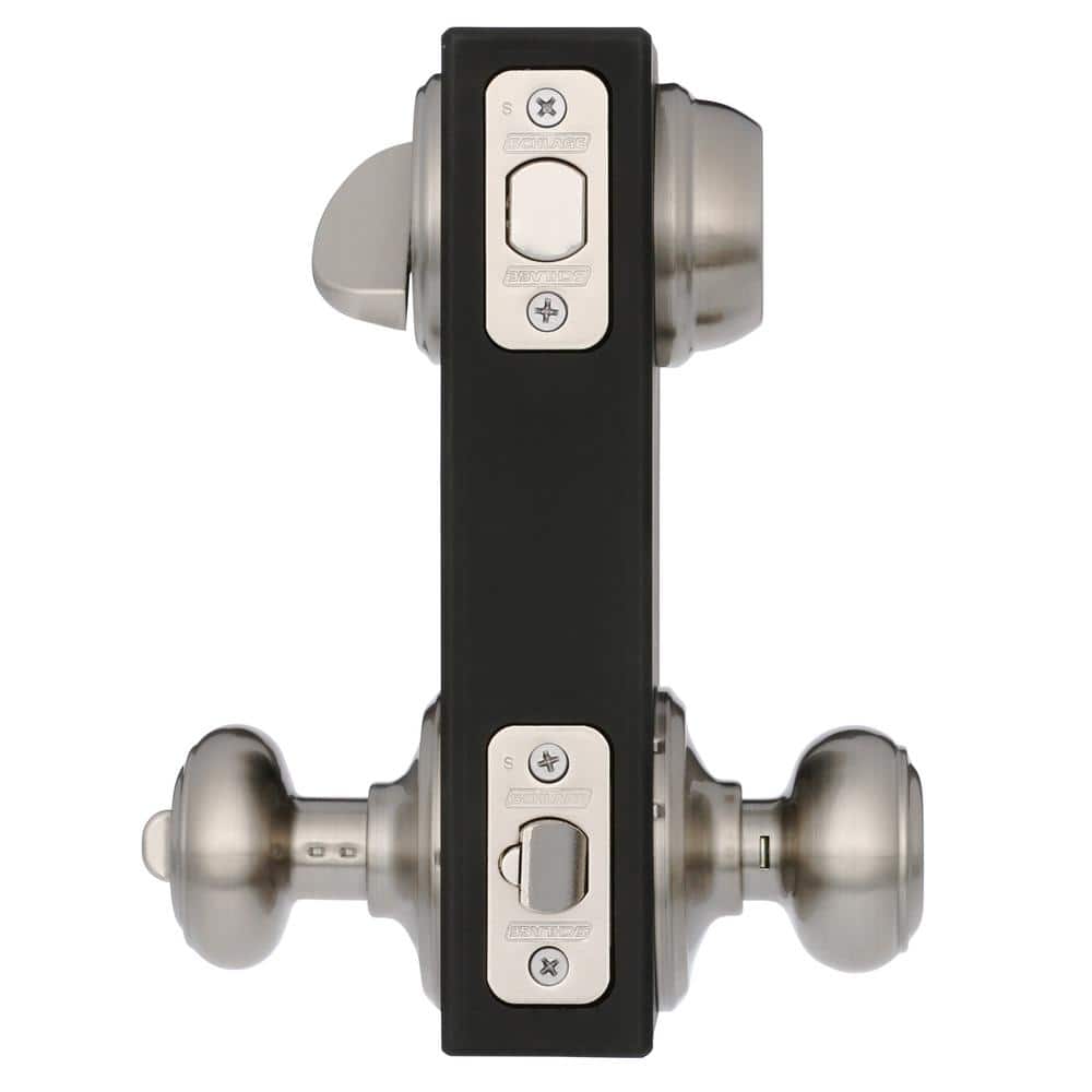 Schlage Wakefield Satin Nickel Single Cylinder Deadbolt with Georgian Keyed Entry Door Knob Combo Pack