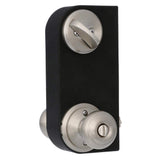 Schlage Satin Nickel Single Cylinder Deadbolt with Georgian Keyed Entry Door Knob Combo Pack