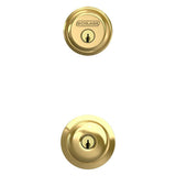 Schlage Plymouth Single Cylinder Bright Brass Knob Combo Pack with Deadbolt