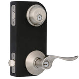 Schlage Sacramento Satin Nickel Single Cylinder Deadbolt and Keyed Entry Door Lever Combo Pack
