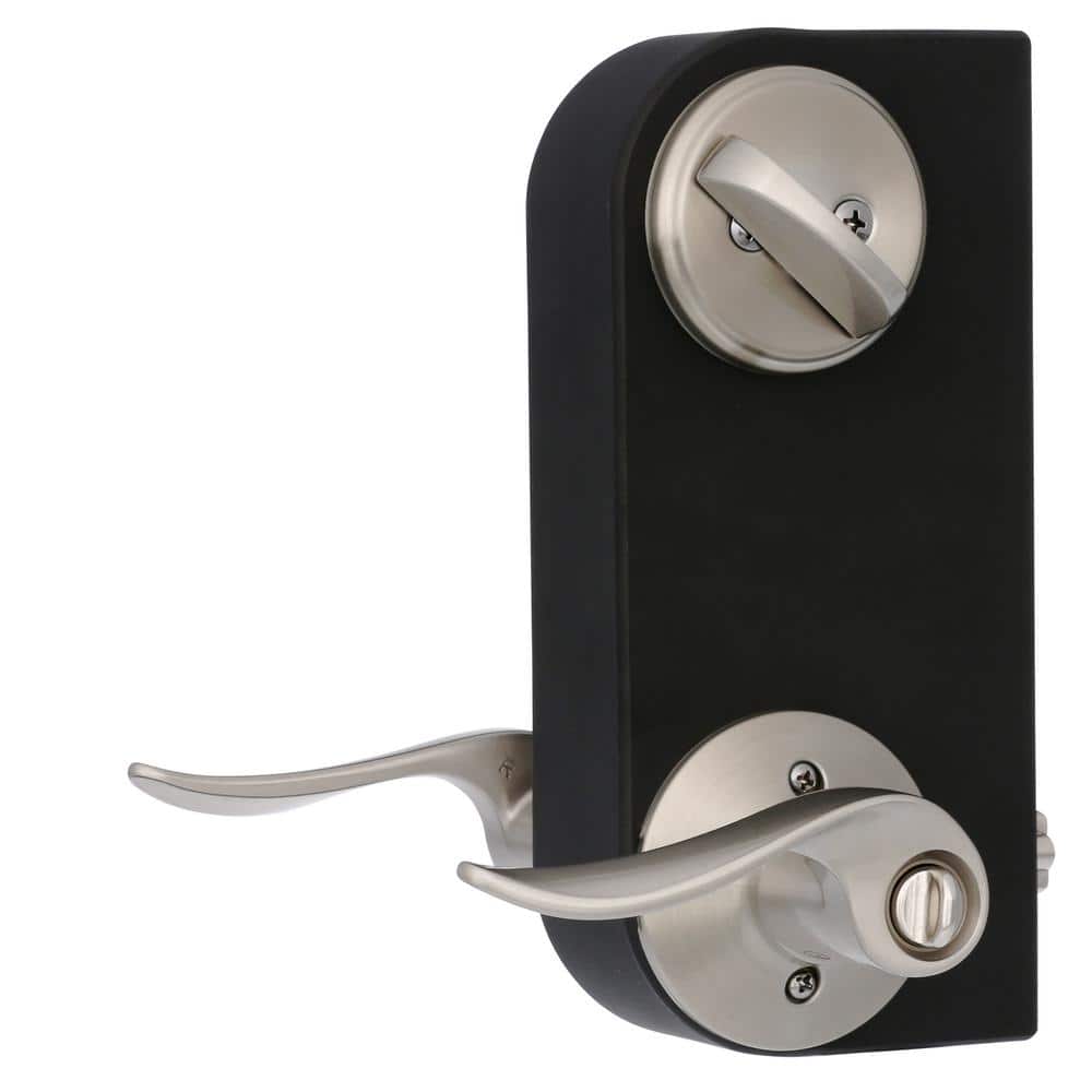 Schlage Sacramento Satin Nickel Single Cylinder Deadbolt and Keyed Entry Door Lever Combo Pack