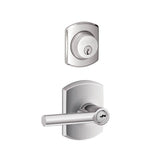 Schlage Greenwich Bright Chrome Single Cylinder Deadbolt with Broadway Entry Door Lever Combo Pack
