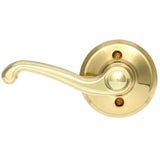 Schlage Flair Bright Brass Left-Handed Dummy Door Lever, Round Backplate