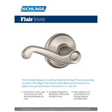 Schlage Flair Bright Brass Right-Handed Dummy Door Lever, Round Rosette