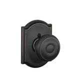 Schlage Georgian Aged Bronze Dummy Door Knob with Camelot Trim