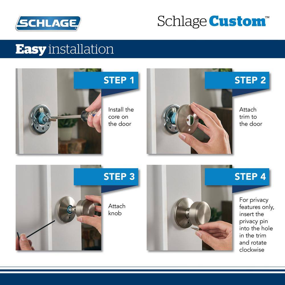 Schlage Custom Bowery Matte Black Collins Trim Dummy Door Knob (2-Pack)