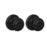 Schlage Custom Georgian Matte Black Dummy Door Knob with Alden Trim (2-Pack)