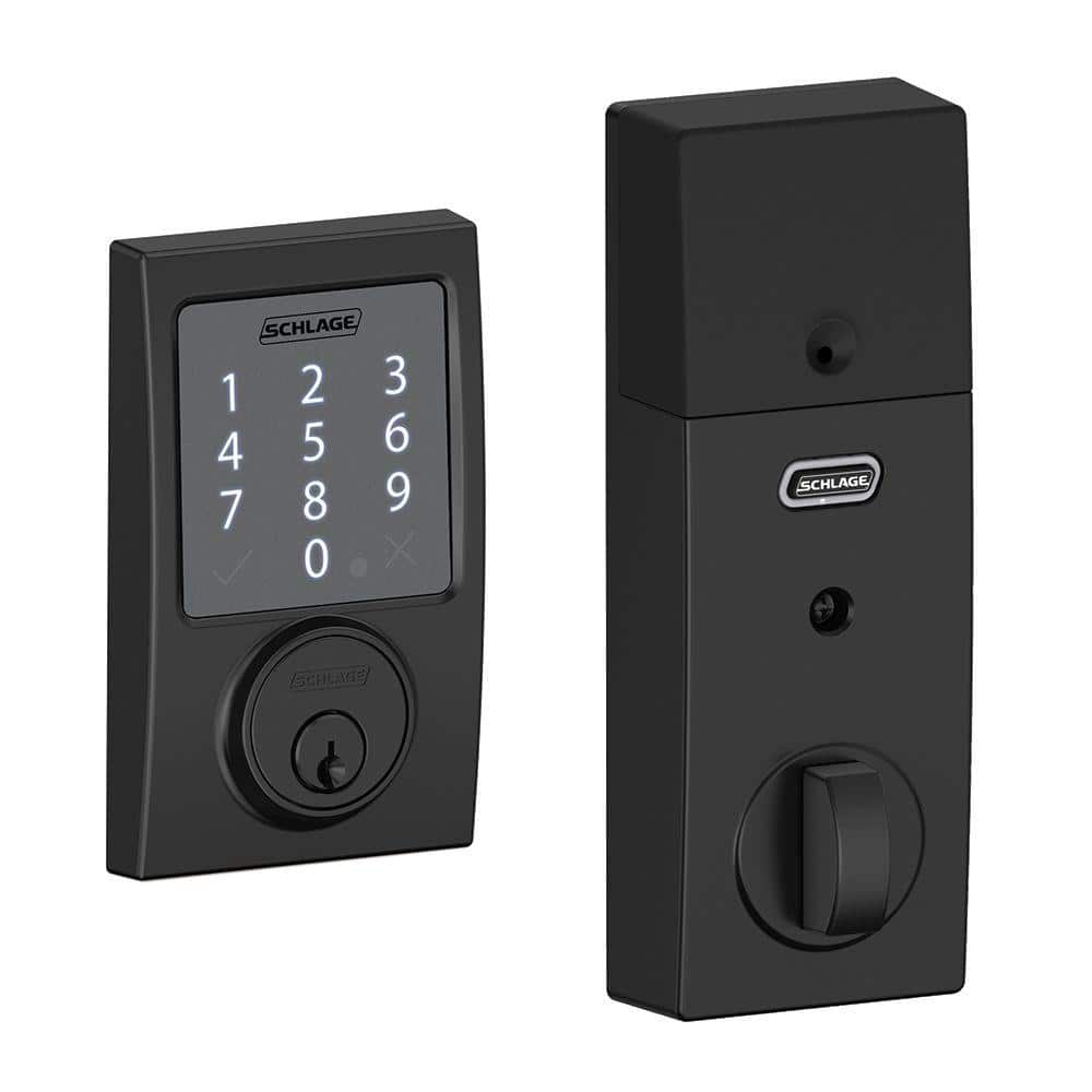 Schlage Century Matte Black Sense Smart Door Lock, Bluetooth, Single-Cylinder Deadbolt