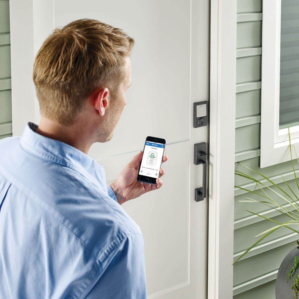 Schlage Century Matte Black Sense Smart Door Lock, Bluetooth, Single-Cylinder Deadbolt
