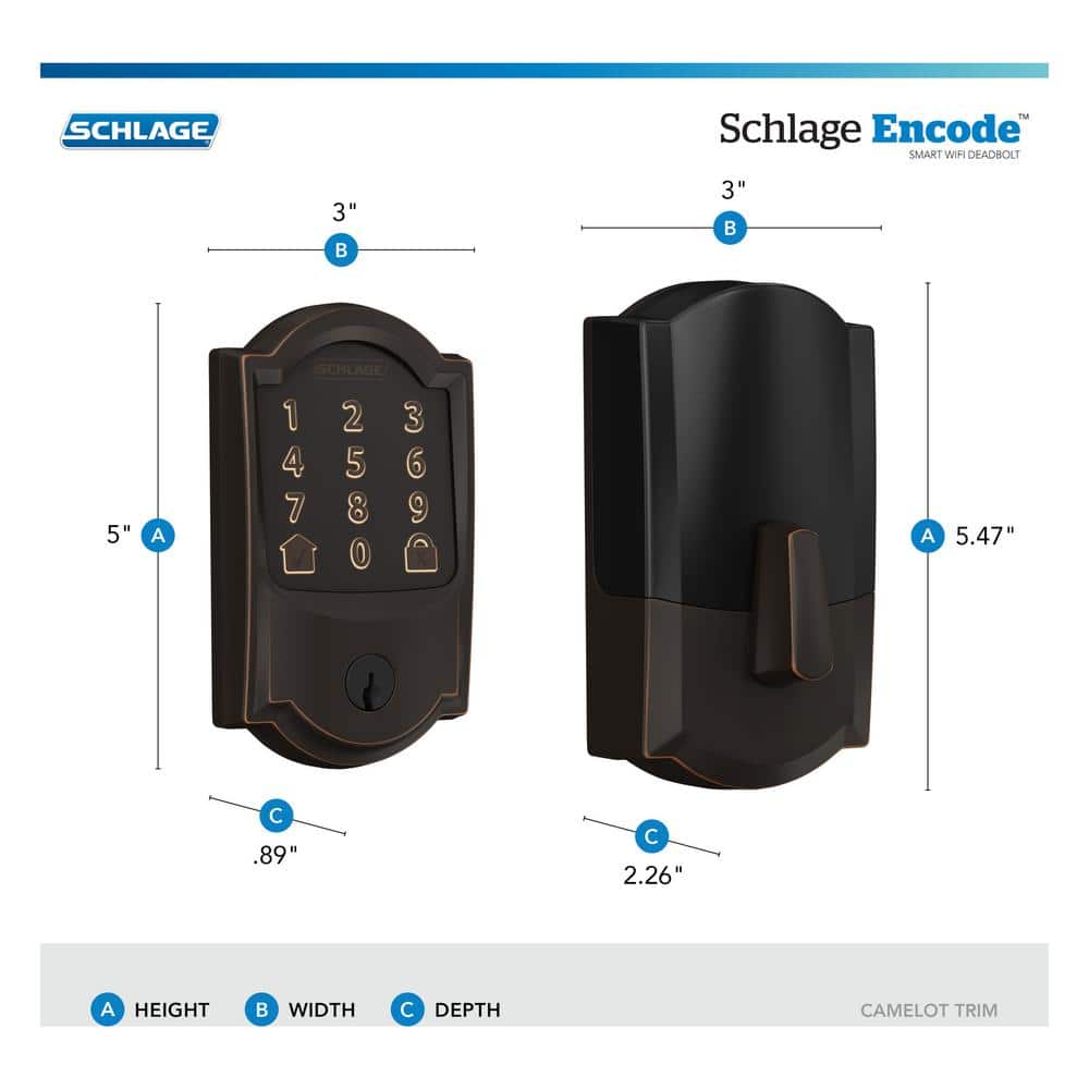 Schlage Camelot Aged Bronze Encode Smart WiFi Lock with Alarm