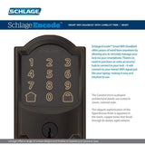 Camelot Aged Bronze Encode Smart Wi‑Fi Deadbolt with Alarm and Camelot Handle Set with Accent Lever, Camelot Trim