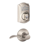Schlage Camelot Satin Nickel Electronic Keypad Deadbolt with Accent Door Lever