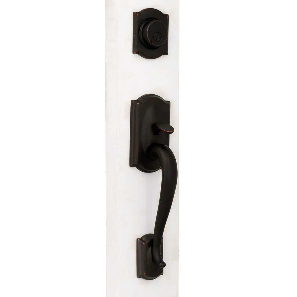 Schlage Camelot Aged Bronze Left-Handed Accent Lever Dummy Door Handleset