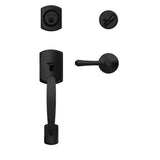 Schlage Custom Greenwich Matte Black Single Cylinder Door Handleset with Dempsey Door Lever