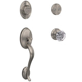 Schlage Wakefield Aged Bronze Dummy Door Handleset with Alexandria Glass Door Knob and Alden Trim
