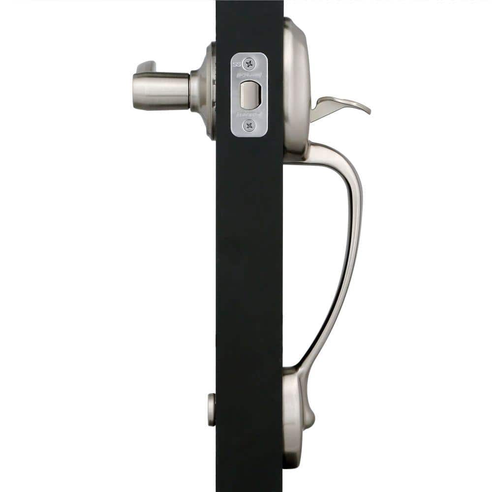 Schlage Plymouth Satin Nickel Entry Door Handle with Right-Handed Flair Lever