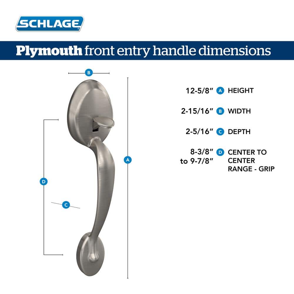 Schlage Plymouth Satin Nickel Entry Door Handle with Right-Handed Flair Lever
