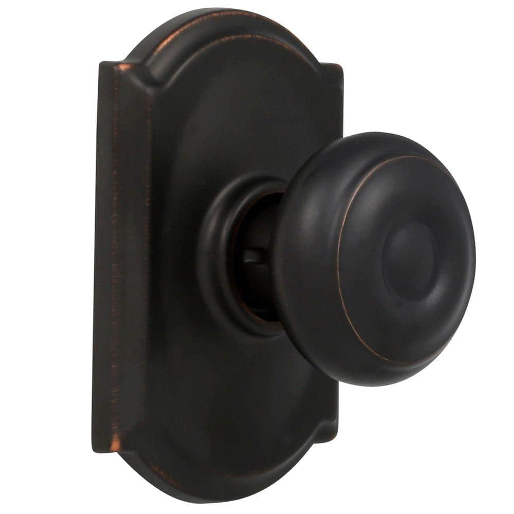 Schlage Georgian Aged Bronze Passage Hall/Closet Door Knob with Camelot Trim