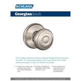 Schlage Georgian Satin Nickel Passage Hall/Closet Door Knob, F10 V GEO 619