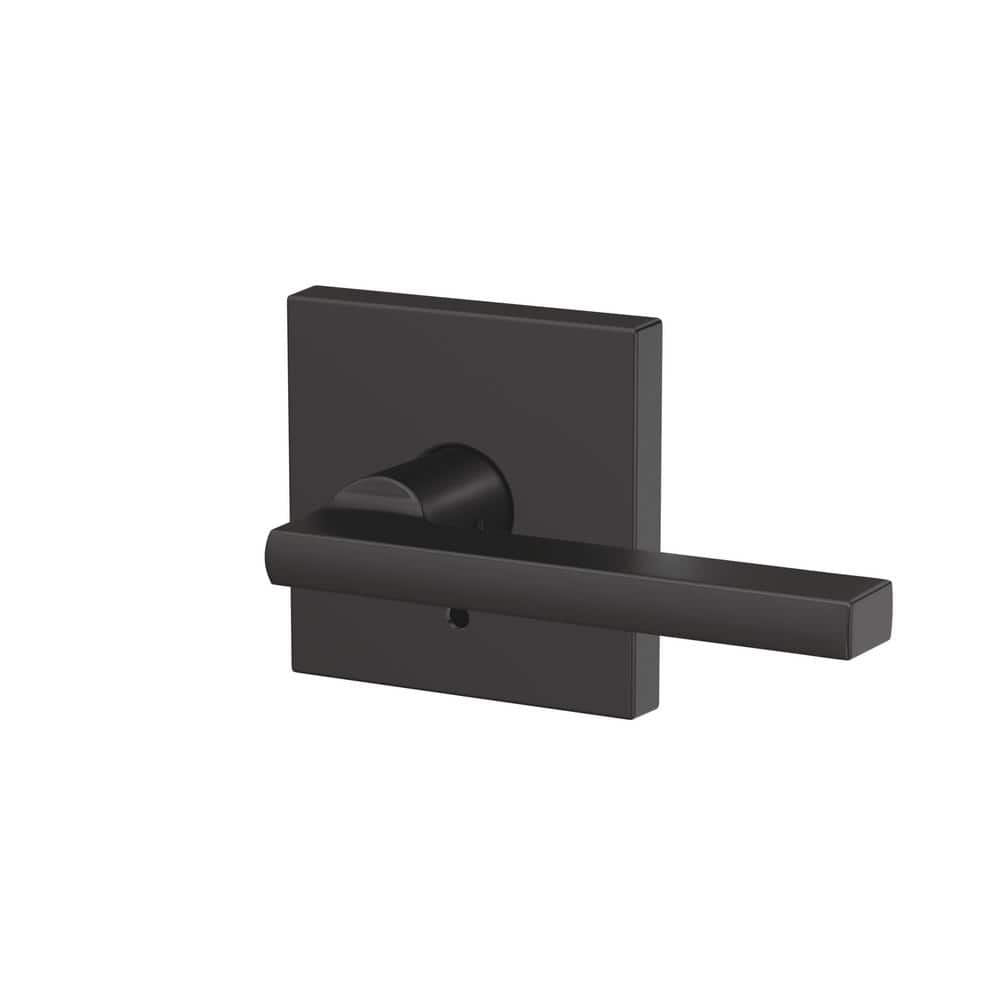 Schlage Custom Latitude Matte Black Interior Door Lever with Collins Trim (Combined Passage/Privacy)