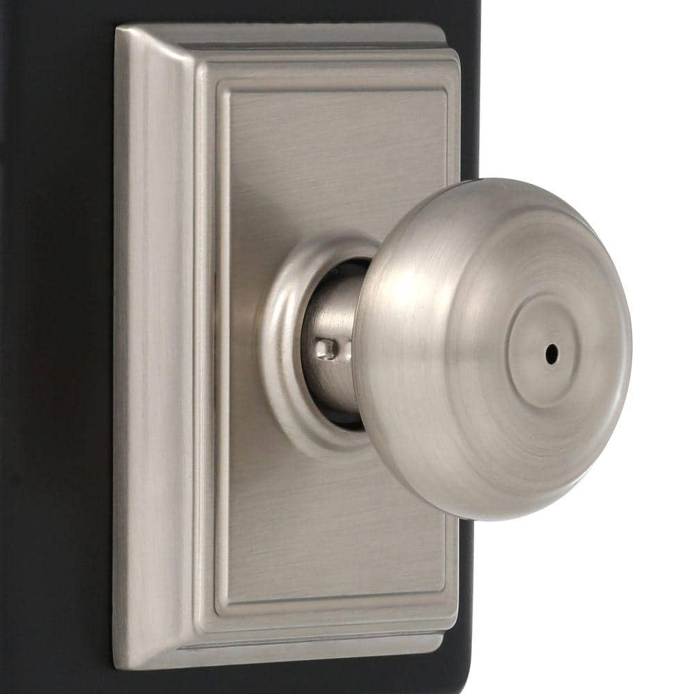 Schlage Georgian Satin Nickel Privacy Bed/Bath Door Knob with Addison Trim