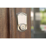 Schlage Camelot Satin Nickel Sense Smart Door Lock with Right-Handed Flair Lever Handleset