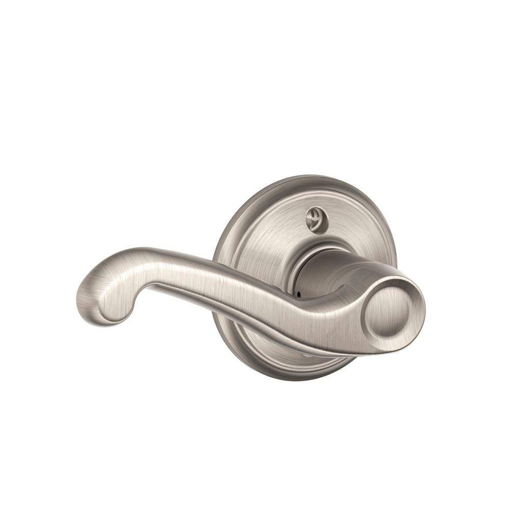 Schlage Camelot Satin Nickel Sense Smart Door Lock with Right-Handed Accent Lever Handleset