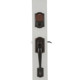 Schlage Camelot Aged Bronze Sense Smart Deadbolt & Camelot Handleset with Accent Lever (Camelot Trim)