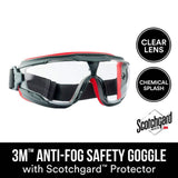 3M Scotchgard Plastic Anti-Fog Safety Goggles, Clear Lens, Gray/Red – 47212H1-VDC-PS