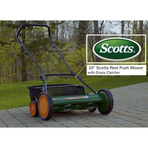 Scotts 20 in. Manual Walk Behind Reel Lawn Mower, Includes Grass Catcher